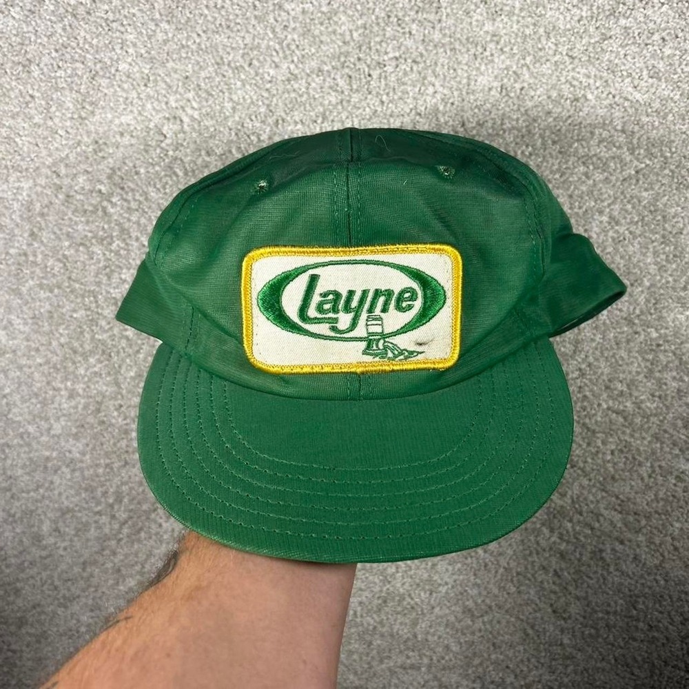 Vintage 80s Layne green farming trucker SnapBack hat cap